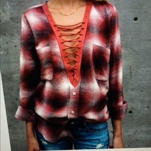 ❤️Miss love Lace Up Cotton Flannel